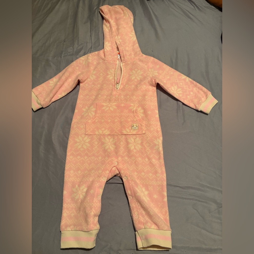 Monkey Bars Pink Snowflake Kids One Piece size 18 mths
